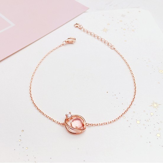 👗台灣現貨🌿韓版星球玫瑰金手飾 極光簡約夢幻小衆精致手鍊 女生手鍊 閨蜜手鍊-細節圖10