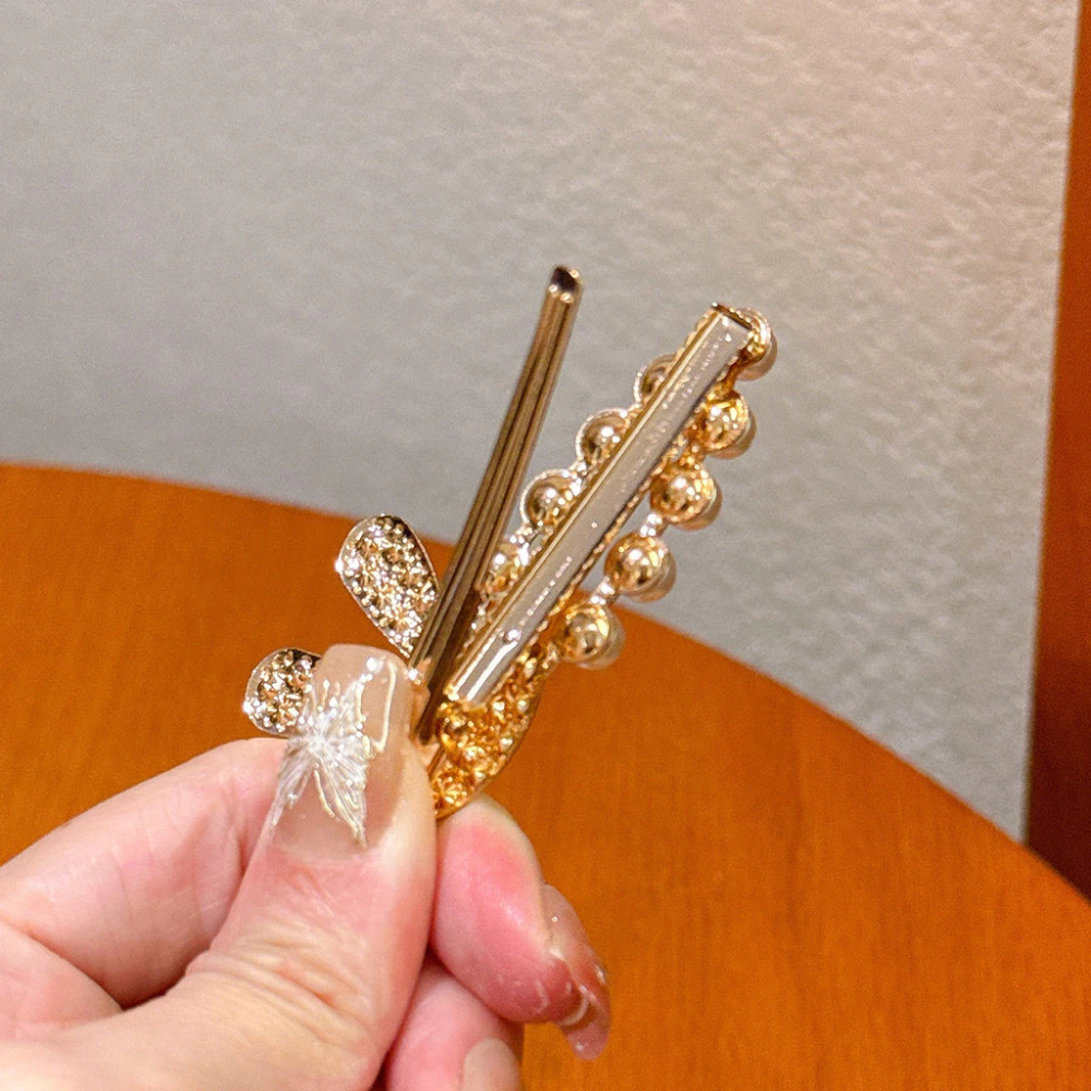 ✨台灣現貨🌿珍珠水鑽可愛小熊兔子韓版甜美愛心五角星氣質髮夾【N139】-細節圖7