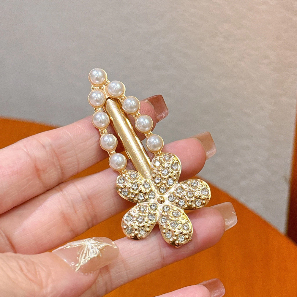✨台灣現貨🌿珍珠水鑽可愛小熊兔子韓版甜美愛心五角星氣質髮夾【N139】-規格圖9