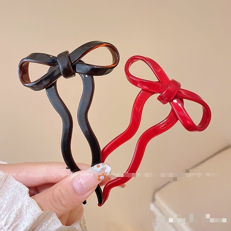 ✨台灣現貨🌿蝴蝶結U型髮簪 甜美氣質日式蝴蝶和服髮簪 盤髮丸子頭神器簪子 髮插 髮叉 頭飾【L32】-細節圖7