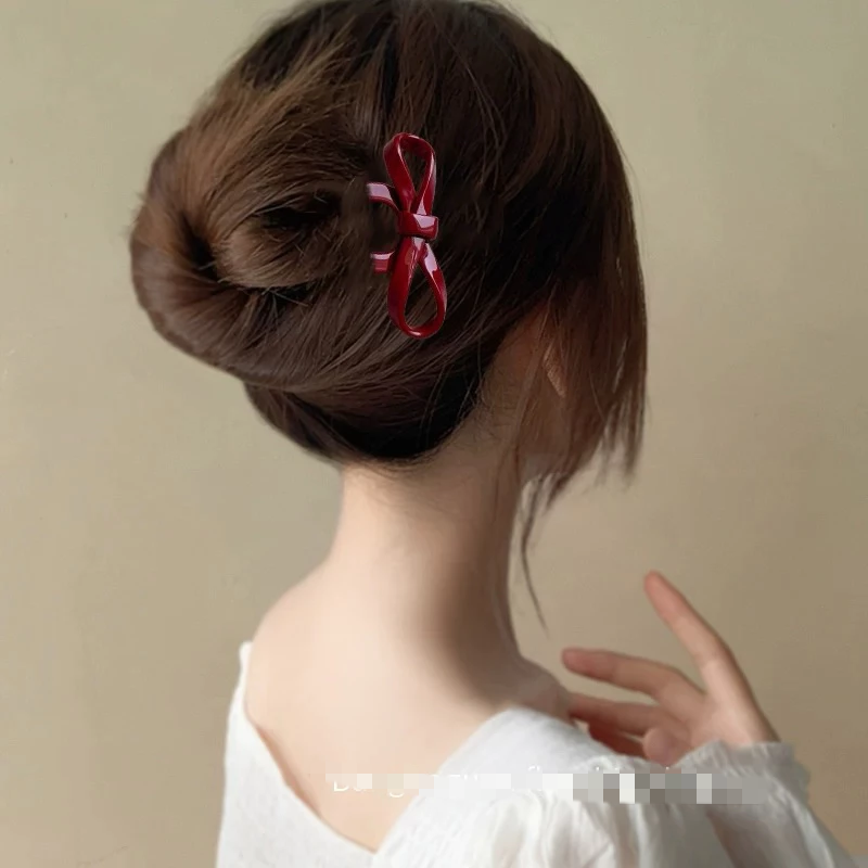 ✨台灣現貨🌿蝴蝶結U型髮簪 甜美氣質日式蝴蝶和服髮簪 盤髮丸子頭神器簪子 髮插 髮叉 頭飾【L32】-細節圖9