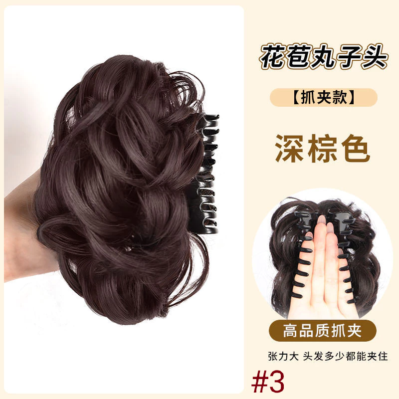 ✨台灣現貨🌿丸子頭假髮 丸子頭 髮包 蓬鬆花苞頭抓夾 後腦勺捲髮圈盤髮神器 假髮增顯髮量造型頭飾【M111】-規格圖10