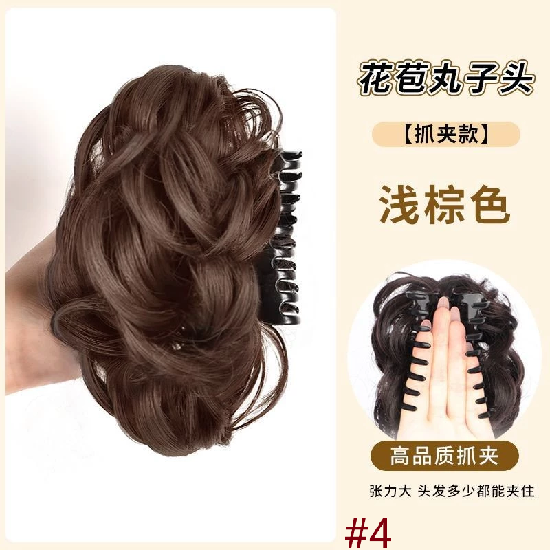 ✨台灣現貨🌿丸子頭假髮 丸子頭 髮包 蓬鬆花苞頭抓夾 後腦勺捲髮圈盤髮神器 假髮增顯髮量造型頭飾【M111】-規格圖10