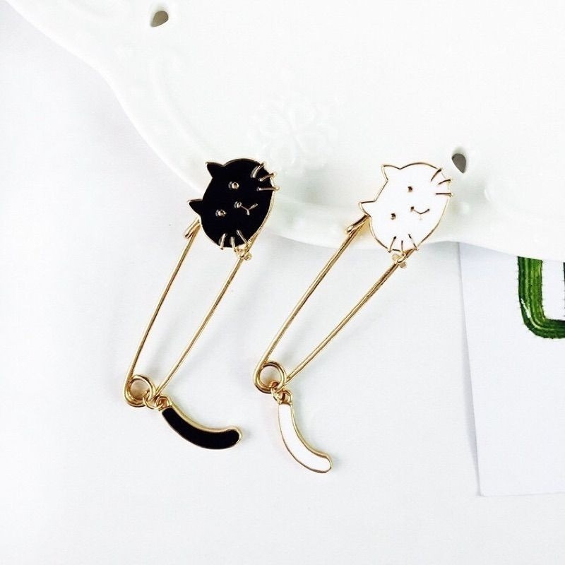 👗台灣現貨🌿日系萌萌哒滴油小猫咪摇尾巴胸针 韓版小貓咪搖尾巴 別針 文青風 小清新 胸針 大別針-細節圖2