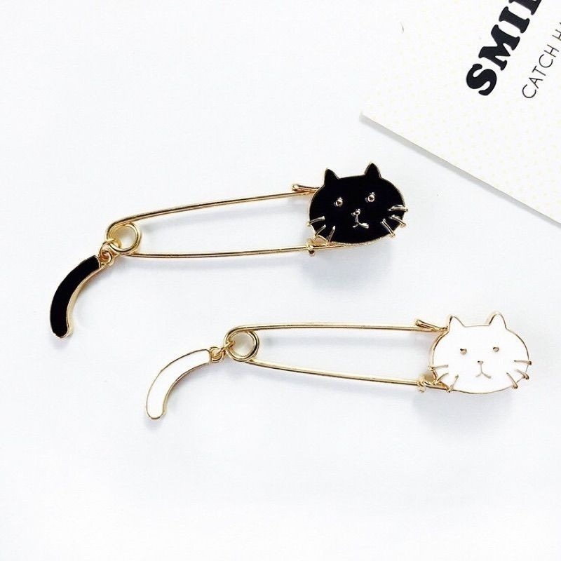 👗台灣現貨🌿日系萌萌哒滴油小猫咪摇尾巴胸针 韓版小貓咪搖尾巴 別針 文青風 小清新 胸針 大別針-細節圖3