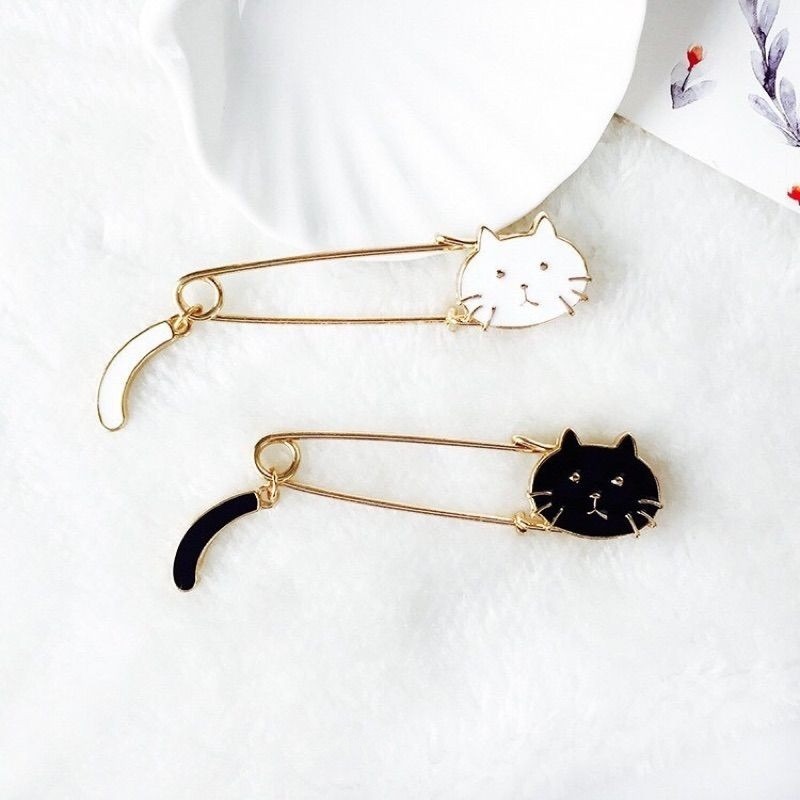 👗台灣現貨🌿日系萌萌哒滴油小猫咪摇尾巴胸针 韓版小貓咪搖尾巴 別針 文青風 小清新 胸針 大別針-細節圖4