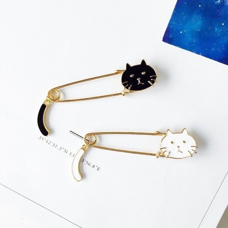 👗台灣現貨🌿日系萌萌哒滴油小猫咪摇尾巴胸针 韓版小貓咪搖尾巴 別針 文青風 小清新 胸針 大別針-細節圖5