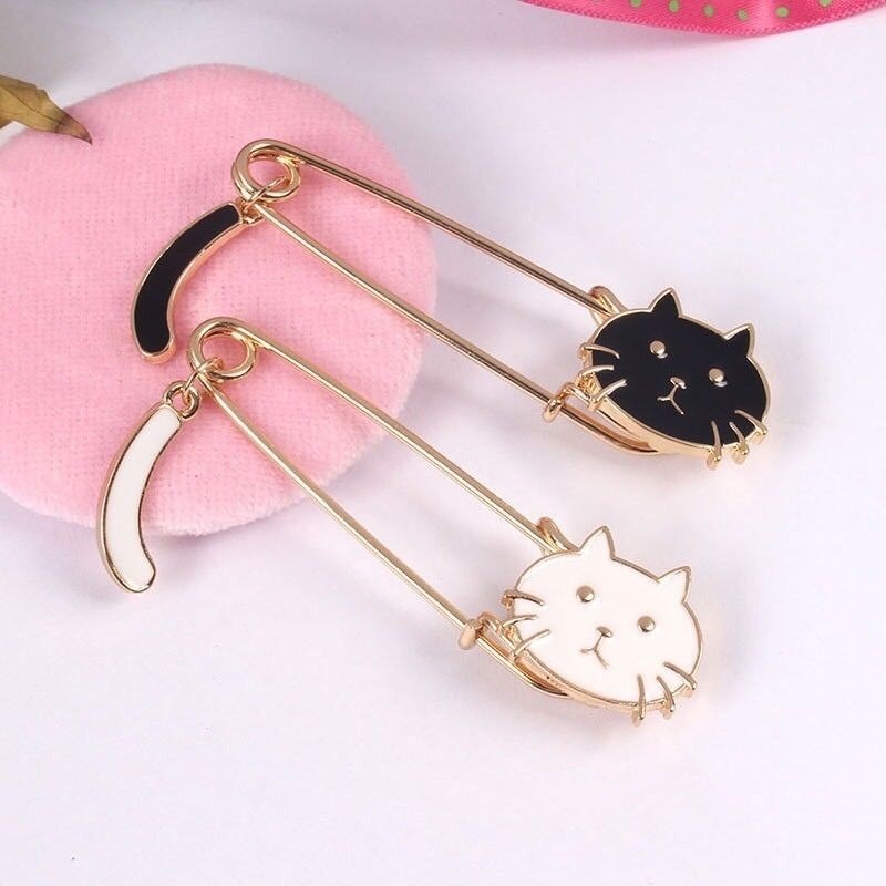 👗台灣現貨🌿日系萌萌哒滴油小猫咪摇尾巴胸针 韓版小貓咪搖尾巴 別針 文青風 小清新 胸針 大別針-細節圖6