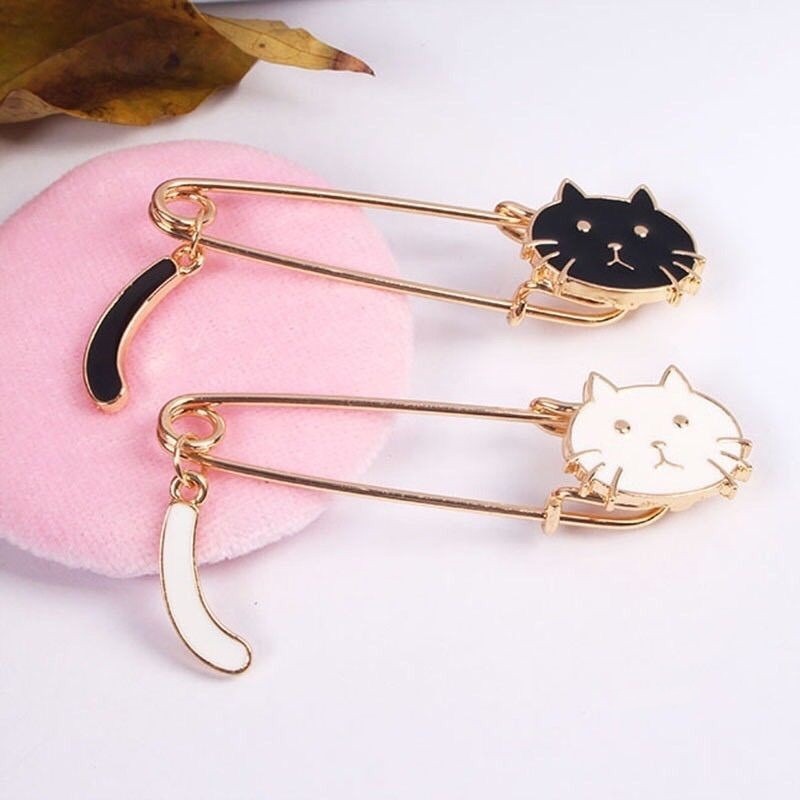 👗台灣現貨🌿日系萌萌哒滴油小猫咪摇尾巴胸针 韓版小貓咪搖尾巴 別針 文青風 小清新 胸針 大別針-細節圖7