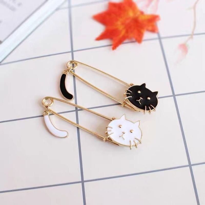 👗台灣現貨🌿日系萌萌哒滴油小猫咪摇尾巴胸针 韓版小貓咪搖尾巴 別針 文青風 小清新 胸針 大別針-細節圖8