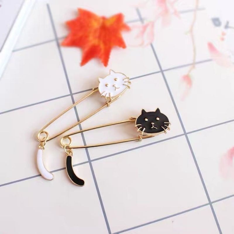 👗台灣現貨🌿日系萌萌哒滴油小猫咪摇尾巴胸针 韓版小貓咪搖尾巴 別針 文青風 小清新 胸針 大別針-細節圖9