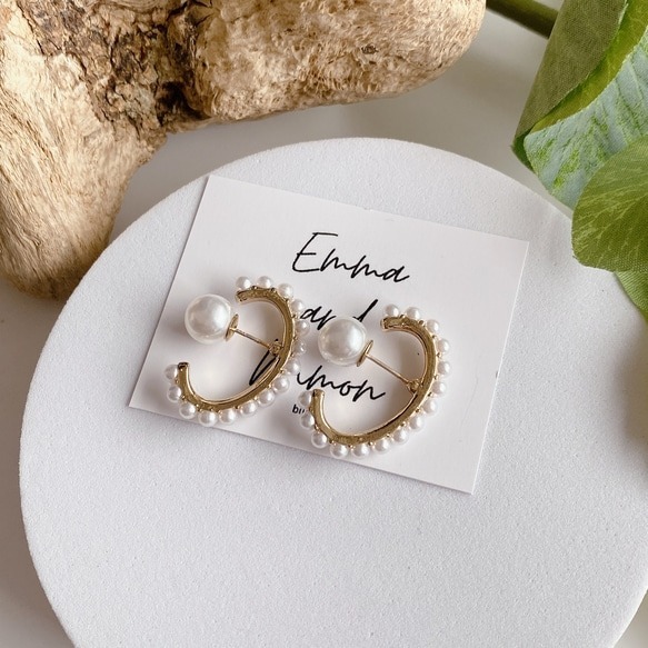 💖台灣現貨🌿半弧形珍珠耳環 氣質獨特設計感 珍珠耳袖口風格線珍珠耳環背扣 耳環 耳飾【G427】-細節圖2