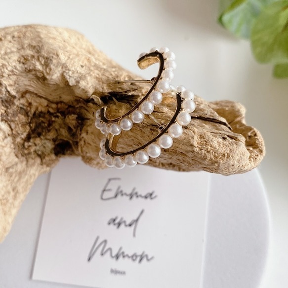 💖台灣現貨🌿半弧形珍珠耳環 氣質獨特設計感 珍珠耳袖口風格線珍珠耳環背扣 耳環 耳飾【G427】-細節圖6