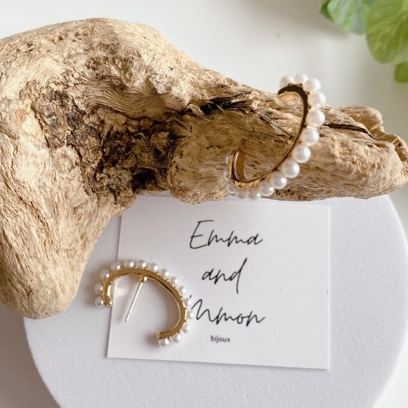 💖台灣現貨🌿半弧形珍珠耳環 氣質獨特設計感 珍珠耳袖口風格線珍珠耳環背扣 耳環 耳飾【G427】-細節圖8