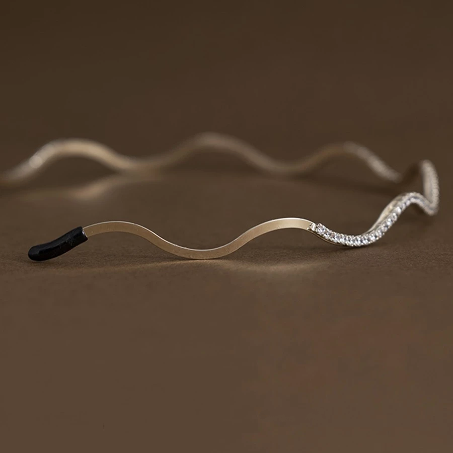 ✨台灣現貨🌿法式簡約波浪滿鑽髮箍 優雅復古細邊甜美氣質髮飾【U3】-細節圖4