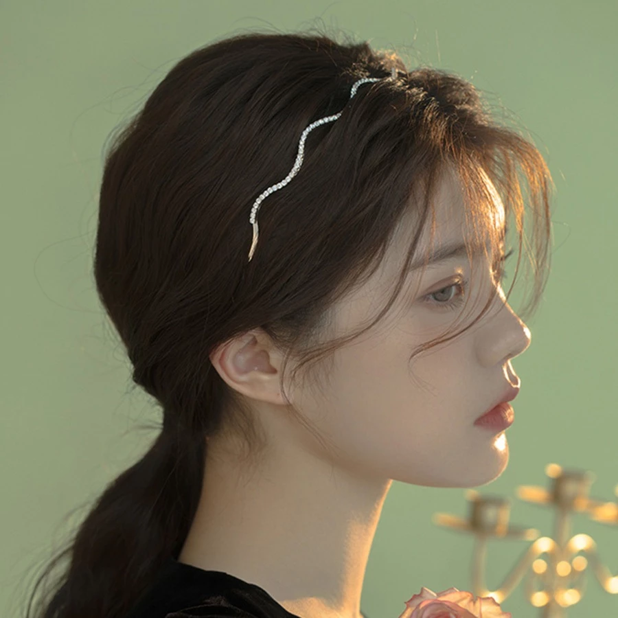 ✨台灣現貨🌿法式簡約波浪滿鑽髮箍 優雅復古細邊甜美氣質髮飾【U3】-細節圖5