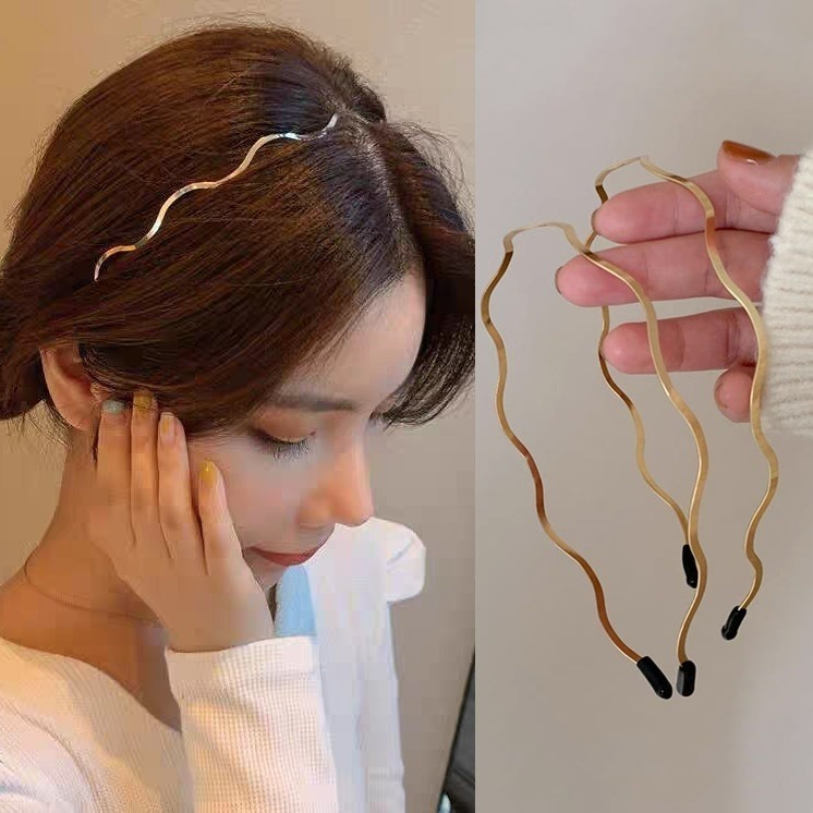 ✨台灣現貨🌿法式簡約波浪滿鑽髮箍 優雅復古細邊甜美氣質髮飾【U3】-細節圖10