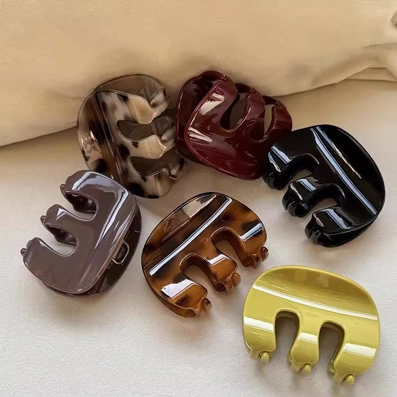 ✨台灣現貨🌿慵懶風亞克力抓夾 豹紋髮夾 鯊魚夾女後腦勺盤髮夾 髮抓 頭飾髮飾【N122】-細節圖3