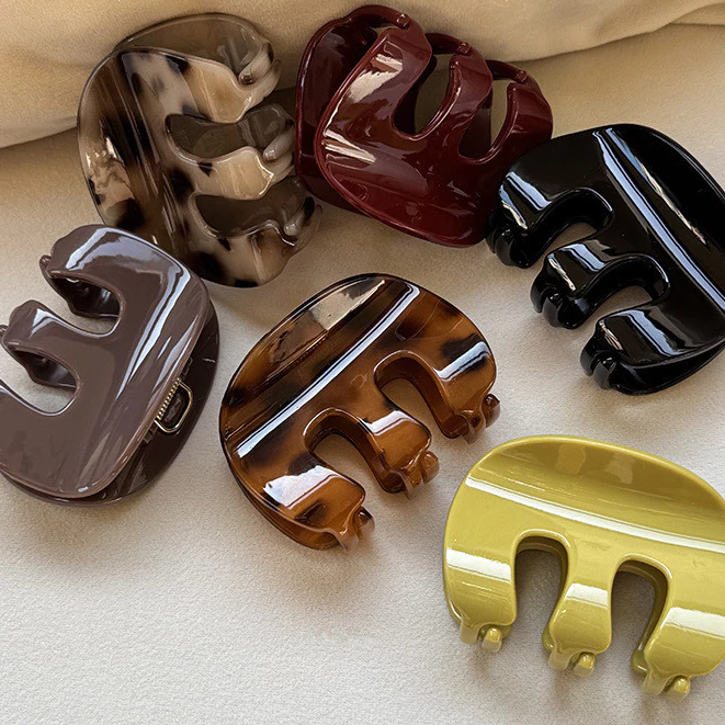 ✨台灣現貨🌿慵懶風亞克力抓夾 豹紋髮夾 鯊魚夾女後腦勺盤髮夾 髮抓 頭飾髮飾【N122】-細節圖8