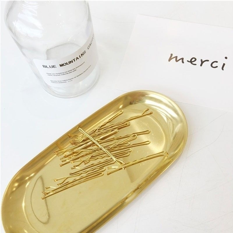 ✨台灣現貨🌿髮夾 復古金色波浪一字夾 波浪夾 U型夾 小黑夾 邊夾 百搭造型復古金屬交叉成人劉海髮夾【N55】-細節圖3