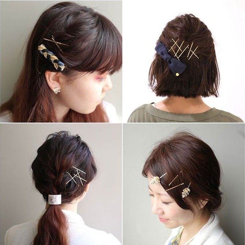 ✨台灣現貨🌿髮夾 復古金色波浪一字夾 波浪夾 U型夾 小黑夾 邊夾 百搭造型復古金屬交叉成人劉海髮夾【N55】-細節圖4