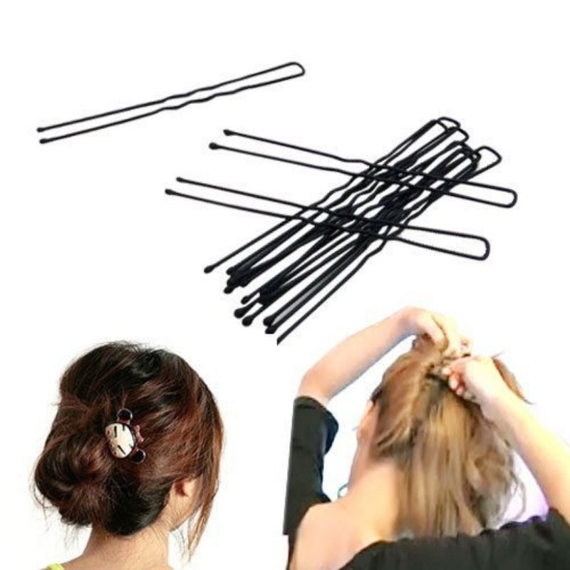 ✨台灣現貨🌿髮夾 復古金色波浪一字夾 波浪夾 U型夾 小黑夾 邊夾 百搭造型復古金屬交叉成人劉海髮夾【N55】-細節圖5