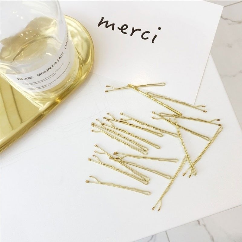 ✨台灣現貨🌿髮夾 復古金色波浪一字夾 波浪夾 U型夾 小黑夾 邊夾 百搭造型復古金屬交叉成人劉海髮夾【N55】-細節圖6