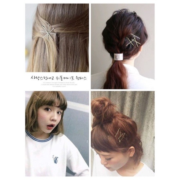 ✨台灣現貨🌿髮夾 復古金色波浪一字夾 波浪夾 U型夾 小黑夾 邊夾 百搭造型復古金屬交叉成人劉海髮夾【N55】-細節圖9