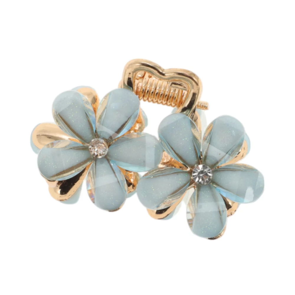 ✨台灣現貨🌿小清新五瓣花水鑽抓夾 花朵壓克力小號側髮夾 金屬鯊魚夾 公主頭髮抓 頭飾髮飾【Y25】-規格圖11