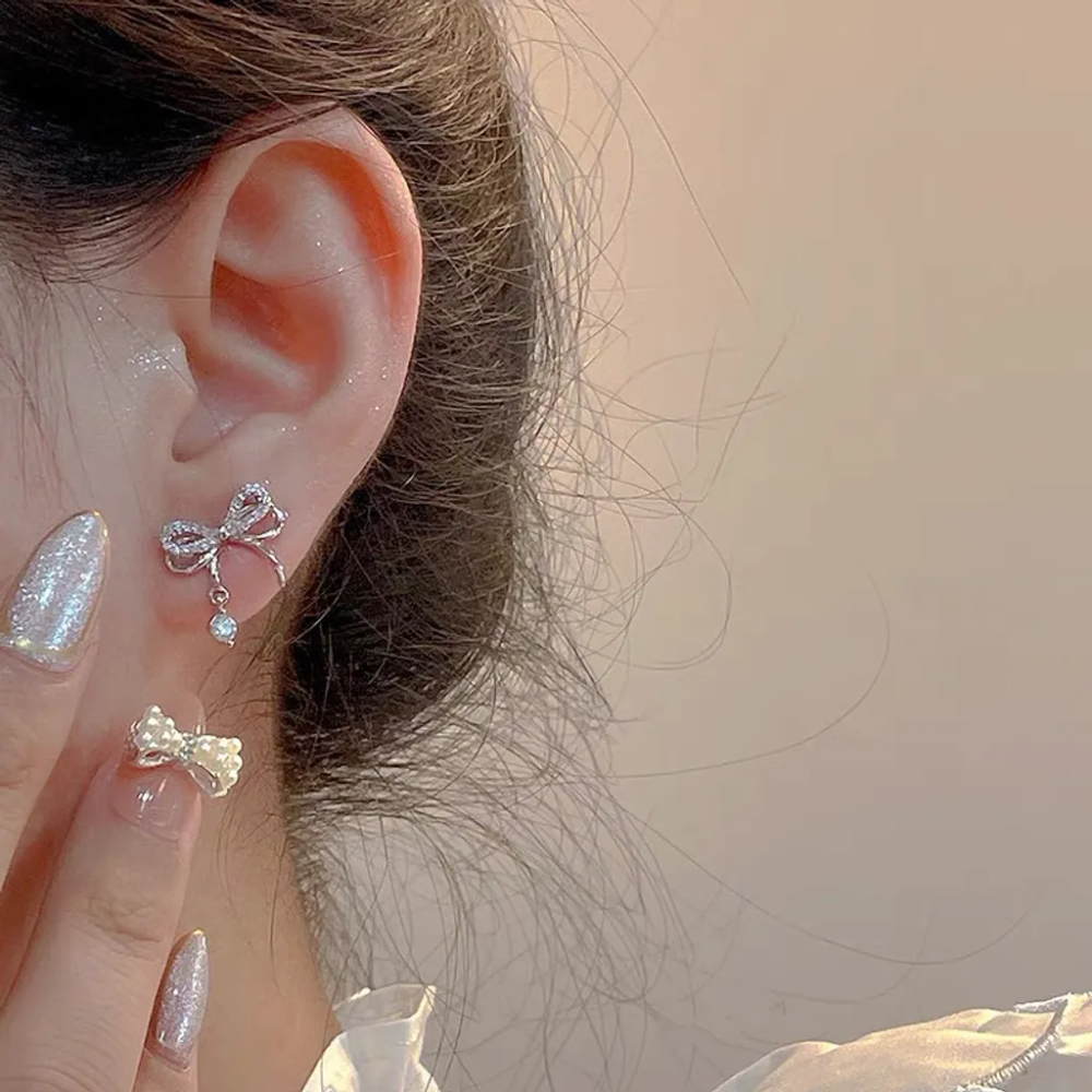 💖台灣現貨🌿芭蕾風 蝴蝶結鋯石流蘇耳環 S925銀針 精致小巧百搭甜美氣質耳飾【G497】-細節圖10