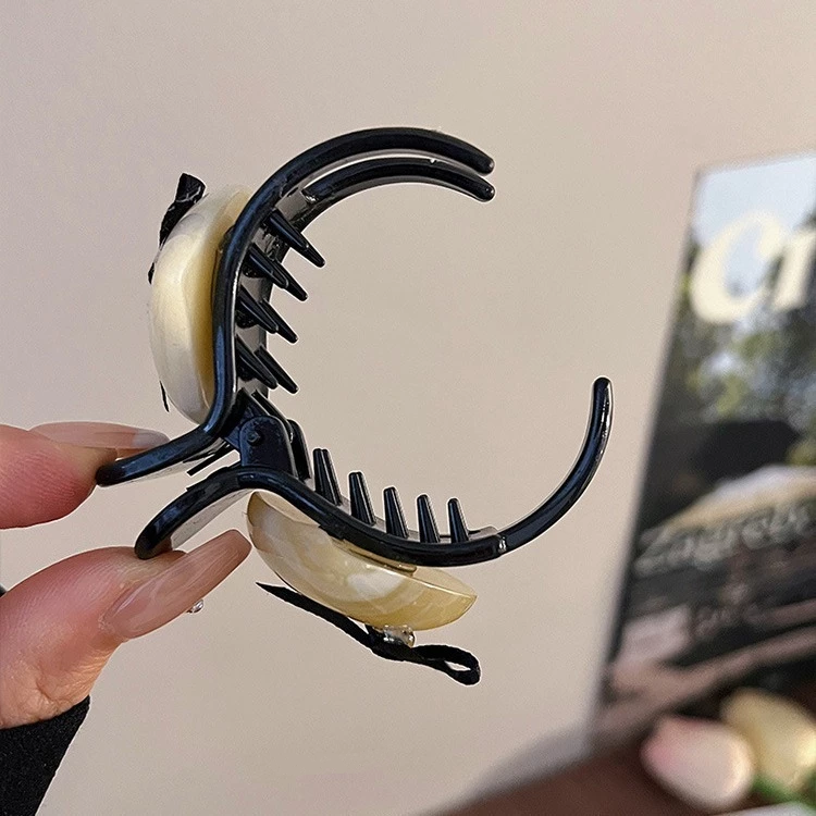 ✨台灣現貨🌿蝴蝶結愛心高馬尾小抓夾 甜美日系果凍色髮夾 氣質芭蕾風鯊魚夾頭飾【M123】-細節圖4