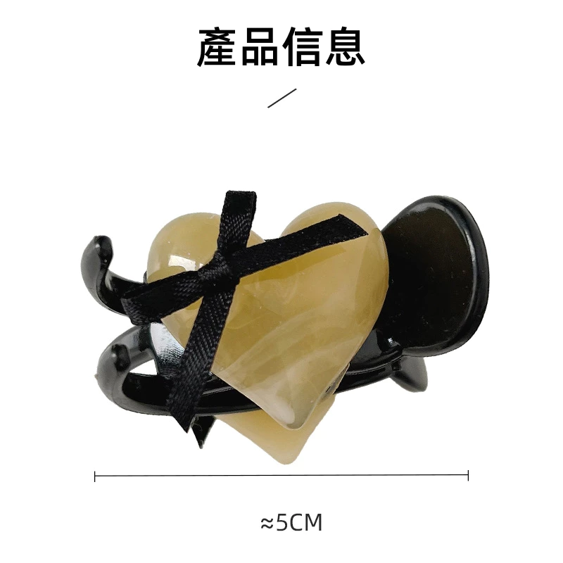 ✨台灣現貨🌿蝴蝶結愛心高馬尾小抓夾 甜美日系果凍色髮夾 氣質芭蕾風鯊魚夾頭飾【M123】-細節圖10