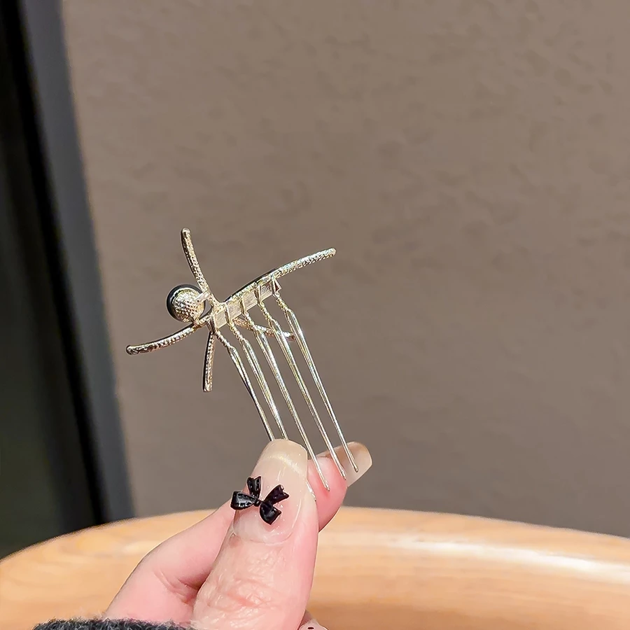 ✨台灣現貨🌿水鑽海星珍珠髮梳 日韓甜美氣質髮插 倒插梳 精致百搭盤髮頭飾 髮飾【Y26】-細節圖5