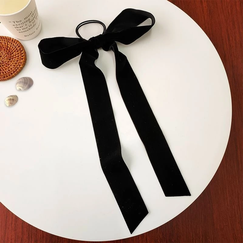 ✨台灣現貨🌿法式復古黑色絲絨蝴蝶結髮圈 韓國甜美氣質小腸圈頭繩皮筋【ND97】-規格圖11