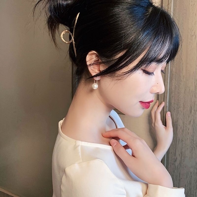 💖台灣現貨🌿韓國S925銀針簡約輕奢設計百搭珍珠鍊耳環耳釘【G83】-細節圖8