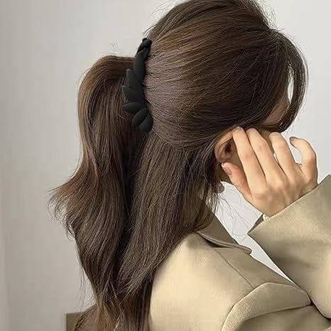 ✨台灣現貨🌿韓版壓克力 霧面花朵葉形百搭香蕉夾 韓版簡約優雅氣質髮夾 豎夾 馬尾夾【N145】-細節圖11