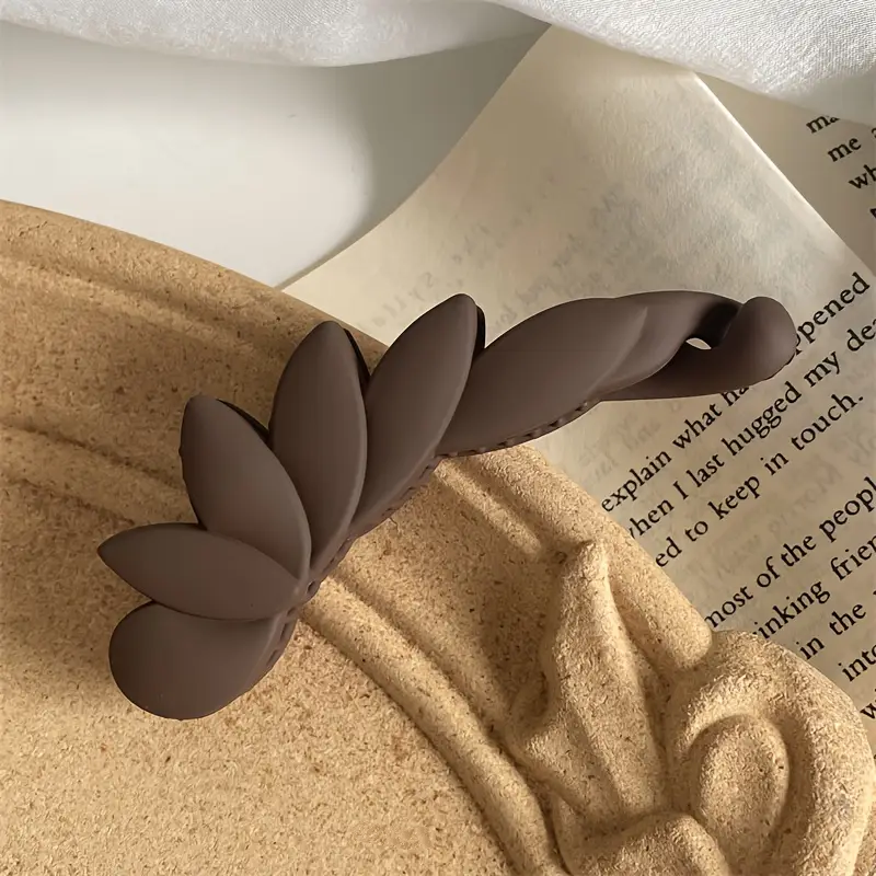 ✨台灣現貨🌿韓版壓克力 霧面花朵葉形百搭香蕉夾 韓版簡約優雅氣質髮夾 豎夾 馬尾夾【N145】-規格圖11