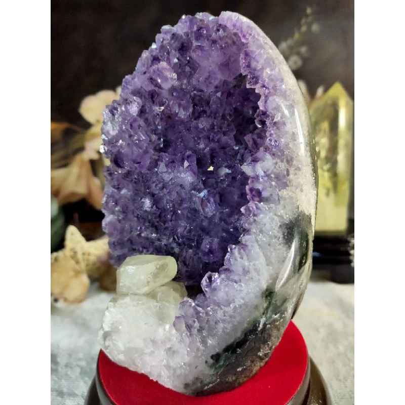 ✡️烏拉圭🇺🇾水晶原礦 內凹帶方解石 紫晶陣 消磁 净化 紫水晶原石 晶簇擺件 1431g#1-細節圖2