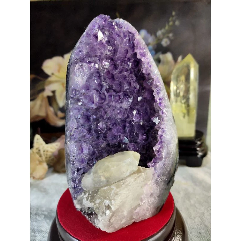 ✡️烏拉圭🇺🇾水晶原礦 內凹帶方解石 紫晶陣 消磁 净化 紫水晶原石 晶簇擺件 1431g#1-細節圖5