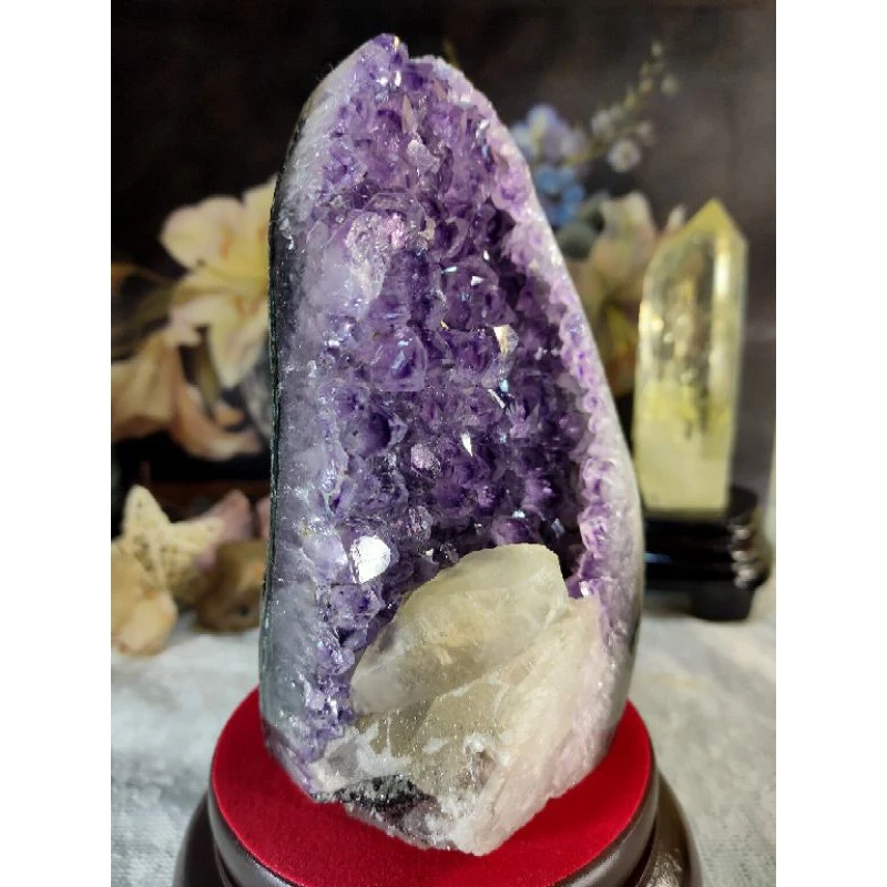 ✡️烏拉圭🇺🇾水晶原礦 內凹帶方解石 紫晶陣 消磁 净化 紫水晶原石 晶簇擺件 1431g#1-細節圖6