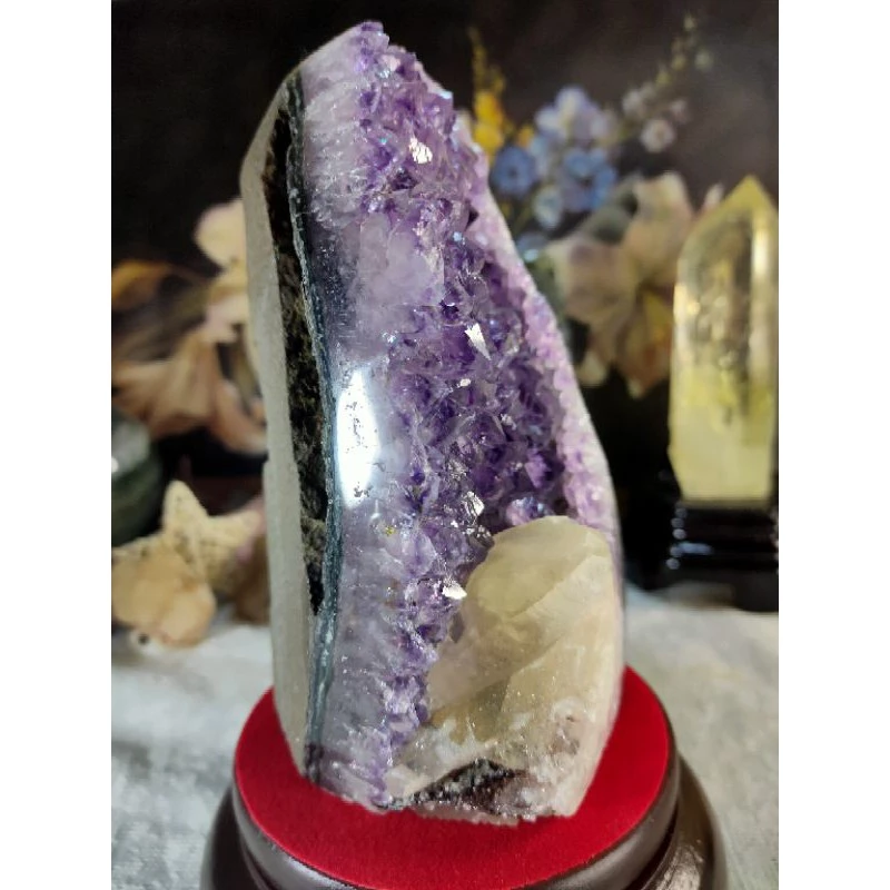 ✡️烏拉圭🇺🇾水晶原礦 內凹帶方解石 紫晶陣 消磁 净化 紫水晶原石 晶簇擺件 1431g#1-細節圖7