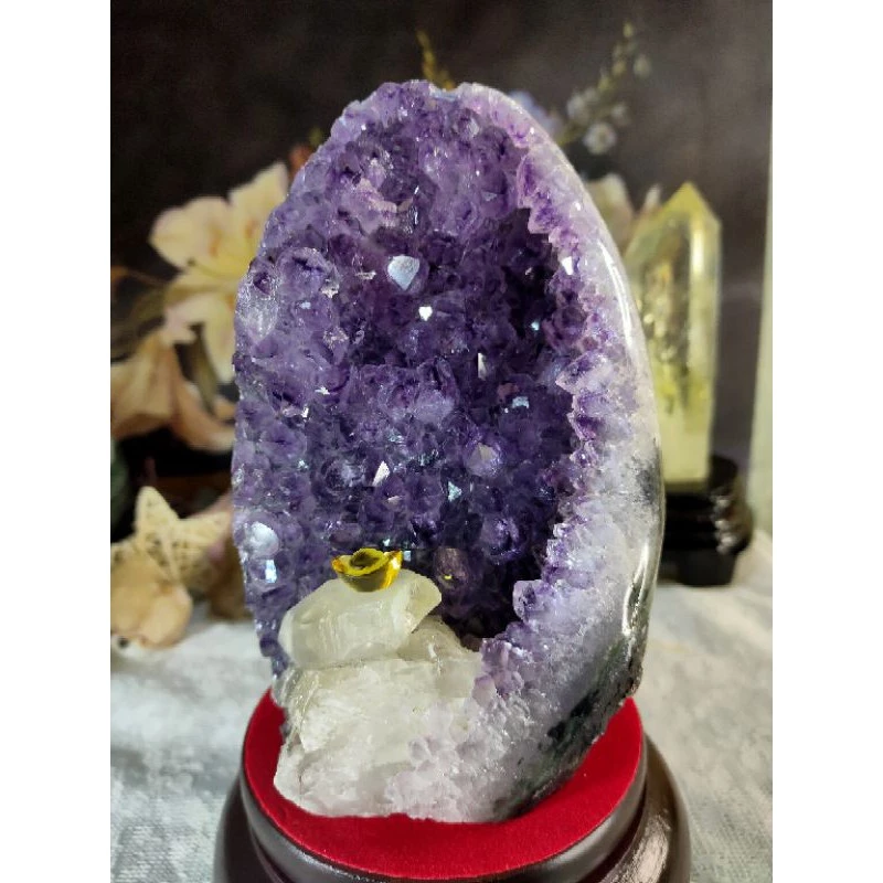 ✡️烏拉圭🇺🇾水晶原礦 內凹帶方解石 紫晶陣 消磁 净化 紫水晶原石 晶簇擺件 1431g#1-細節圖9