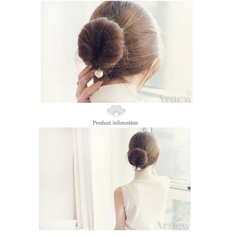✨台灣現貨🌿韓版氣質丸子頭必備款 包包頭珍珠盤髮器 美髮 造型 新娘頭 盤髮器-細節圖5