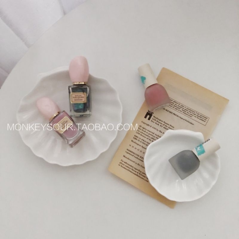 💄台灣現貨🌿 ins簡約復古白色陶瓷貝殼首飾收納盤 飾品盤 點心盤 蠟燭盤 擺拍飾品盤 vintage小碟子-細節圖3