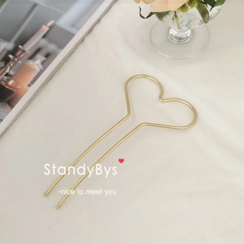 ✨台灣現貨🌿 日系 星星 愛心 金屬鏤空幾何盤髮髮簪 簡約小眾百搭氣質髮插簪子-規格圖9