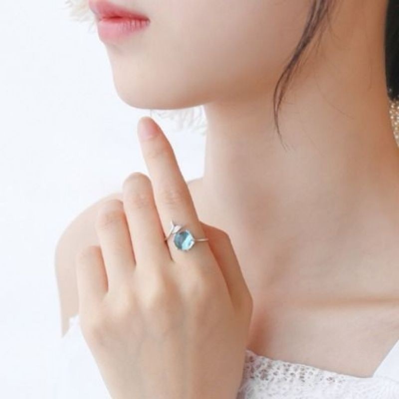 💍台灣現貨💍ins爆款人魚泡沫戒指魚尾可調節戒指 韓國簡約氣質百搭森系甜美小清新開口可調整戒指 閨蜜送禮-細節圖6