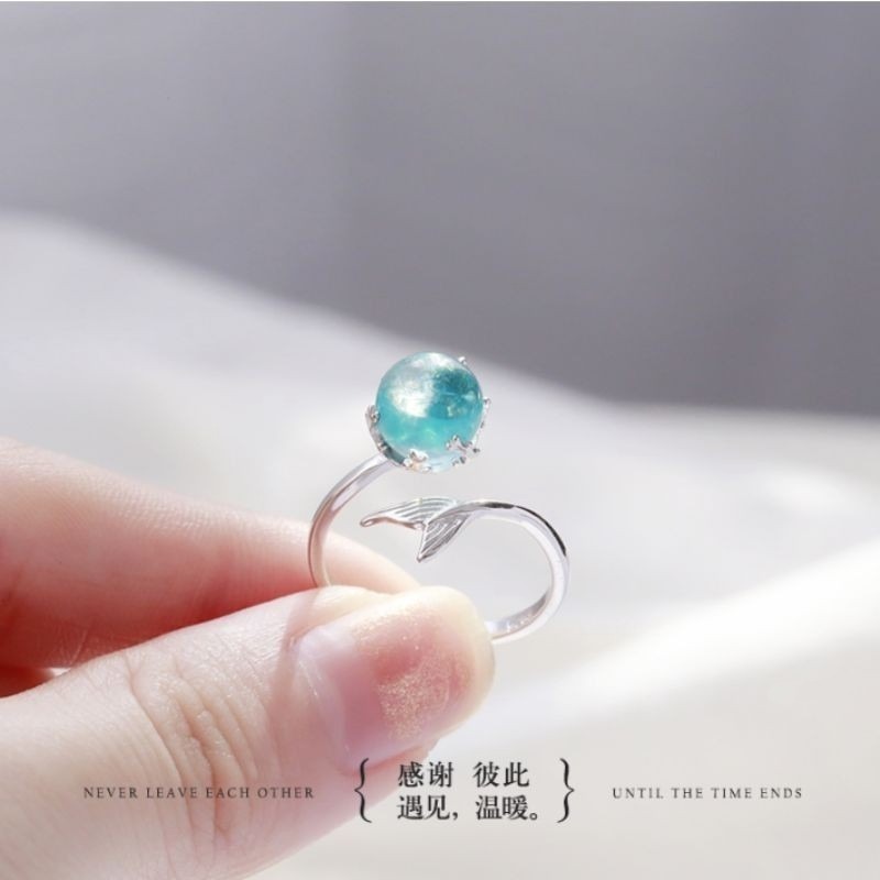 💍台灣現貨💍ins爆款人魚泡沫戒指魚尾可調節戒指 韓國簡約氣質百搭森系甜美小清新開口可調整戒指 閨蜜送禮-規格圖9