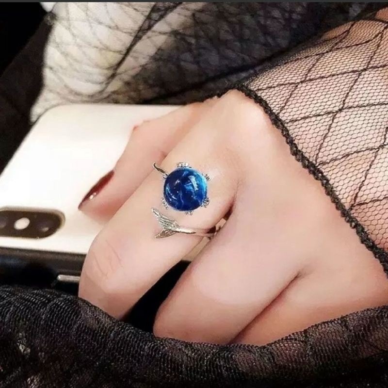 💍台灣現貨💍ins爆款人魚泡沫戒指魚尾可調節戒指 韓國簡約氣質百搭森系甜美小清新開口可調整戒指 閨蜜送禮-規格圖9
