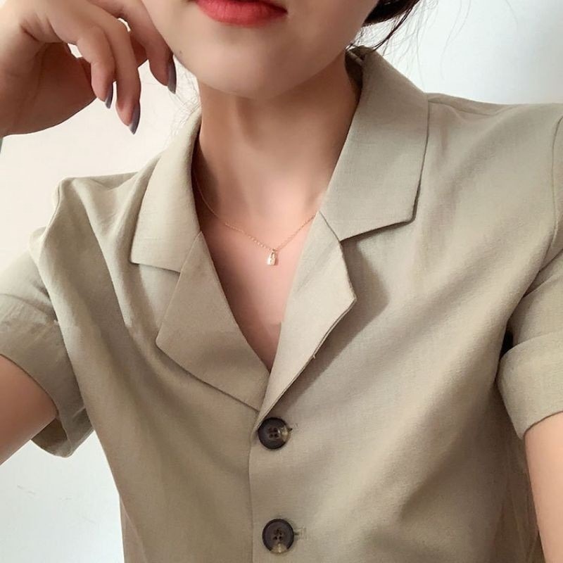 👗台灣現貨🌿韓國大熱款超mini鎖頭字母H吊墜金色短項鍊現貨 簡約鎖骨鍊頸項鍊 IG博主同款百搭女生短鍊-細節圖7
