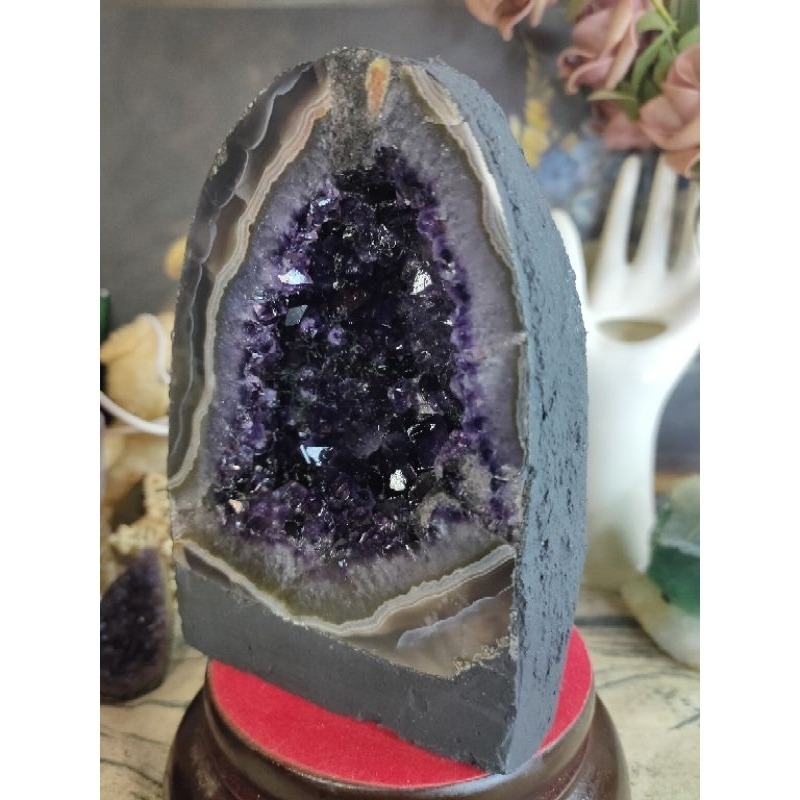 💰天然烏拉圭 ESP紫水晶小晶洞 漸變色 桌上型聚財納氣~開運招正財~招貴人紫水晶洞 1176g#421-細節圖2